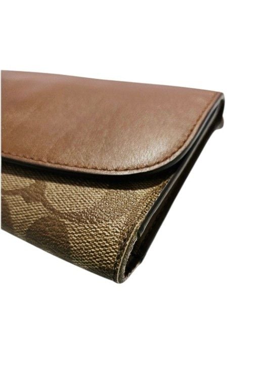 Coach Signature PVC and Leather Checkbook Wallet Brown F57319 12