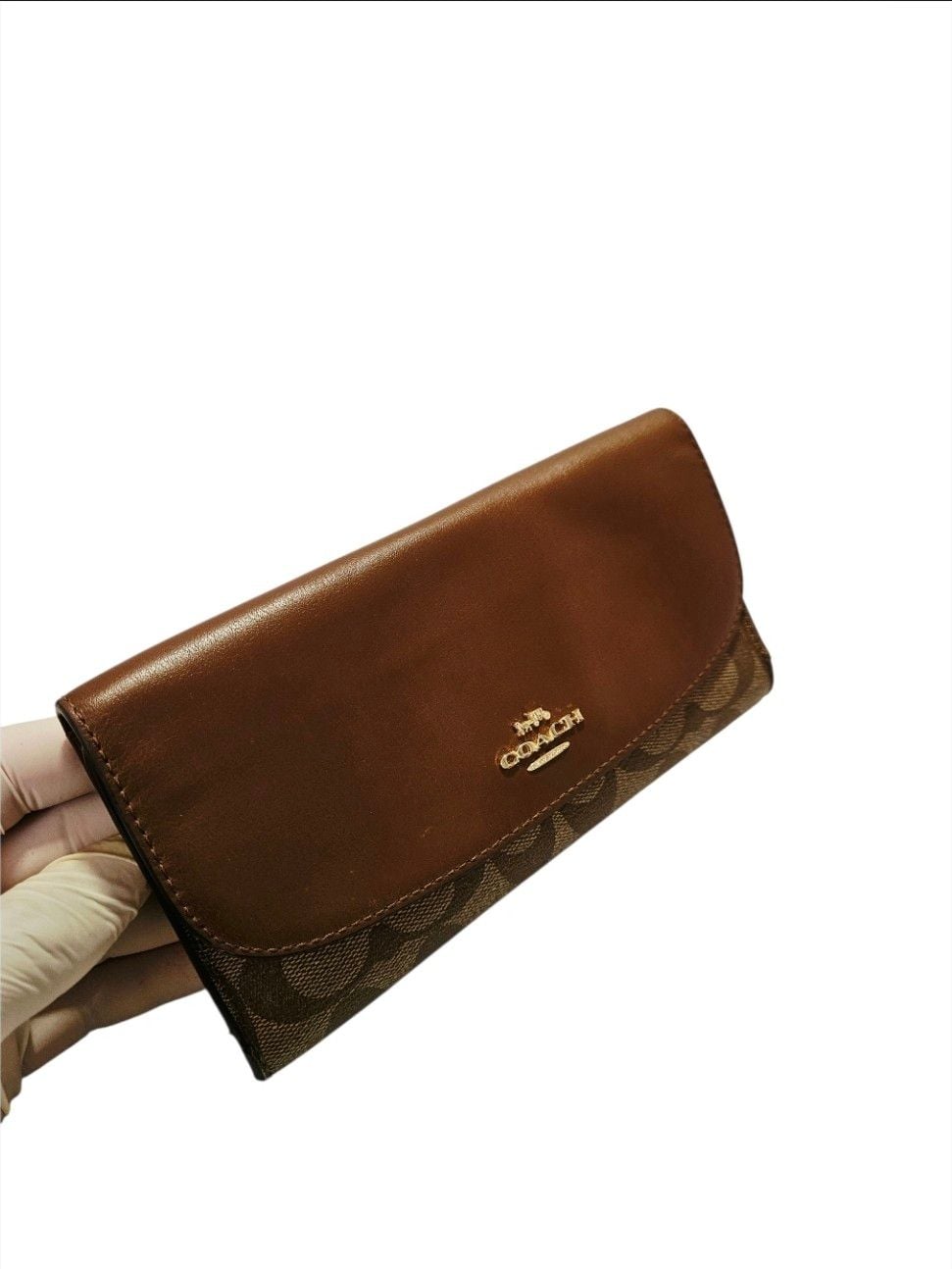 Coach Signature PVC and Leather Checkbook Wallet Brown F57319 13