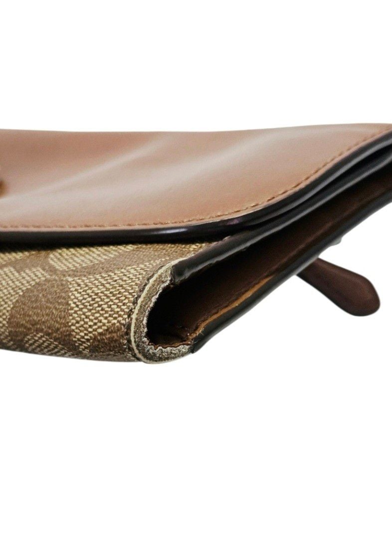 Coach Signature PVC and Leather Checkbook Wallet Brown F57319 14