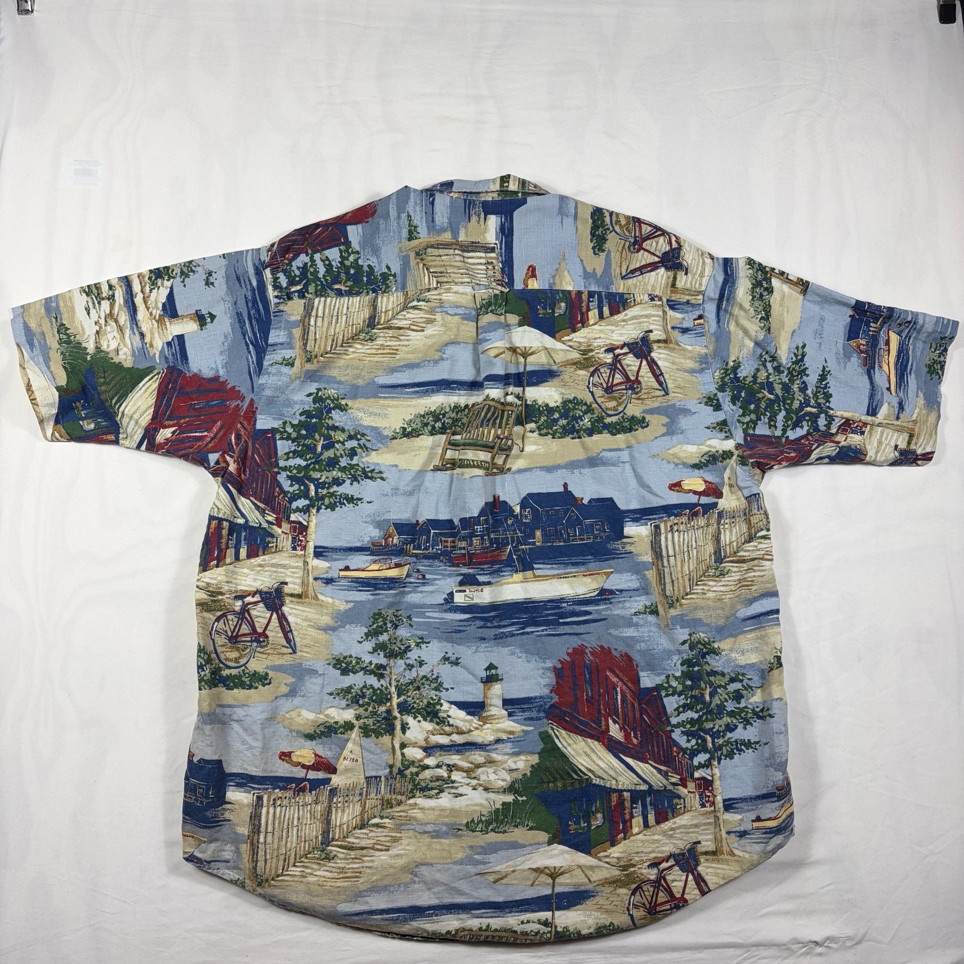 Vintage Nautica Beach Print Short Sleeve Button Down Shirt Size XL 5