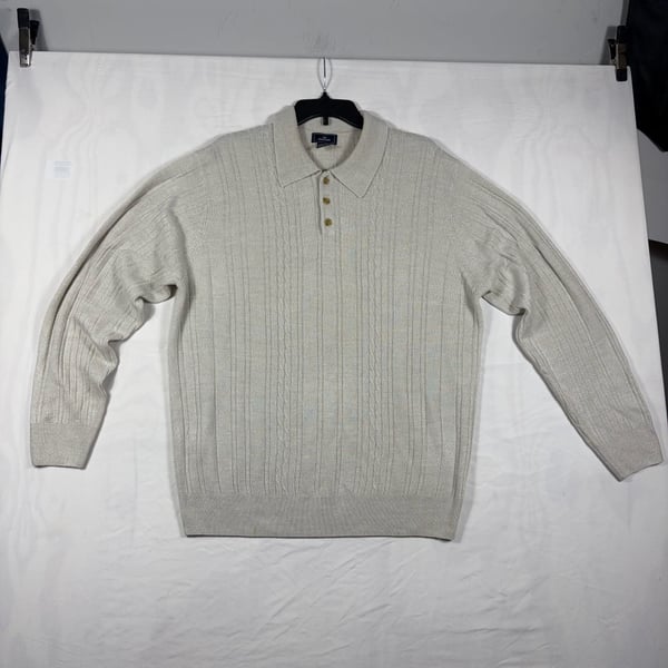 Dockers Sweater Polo Size XL/XG Beige Long Sleeve Ribbed Knit