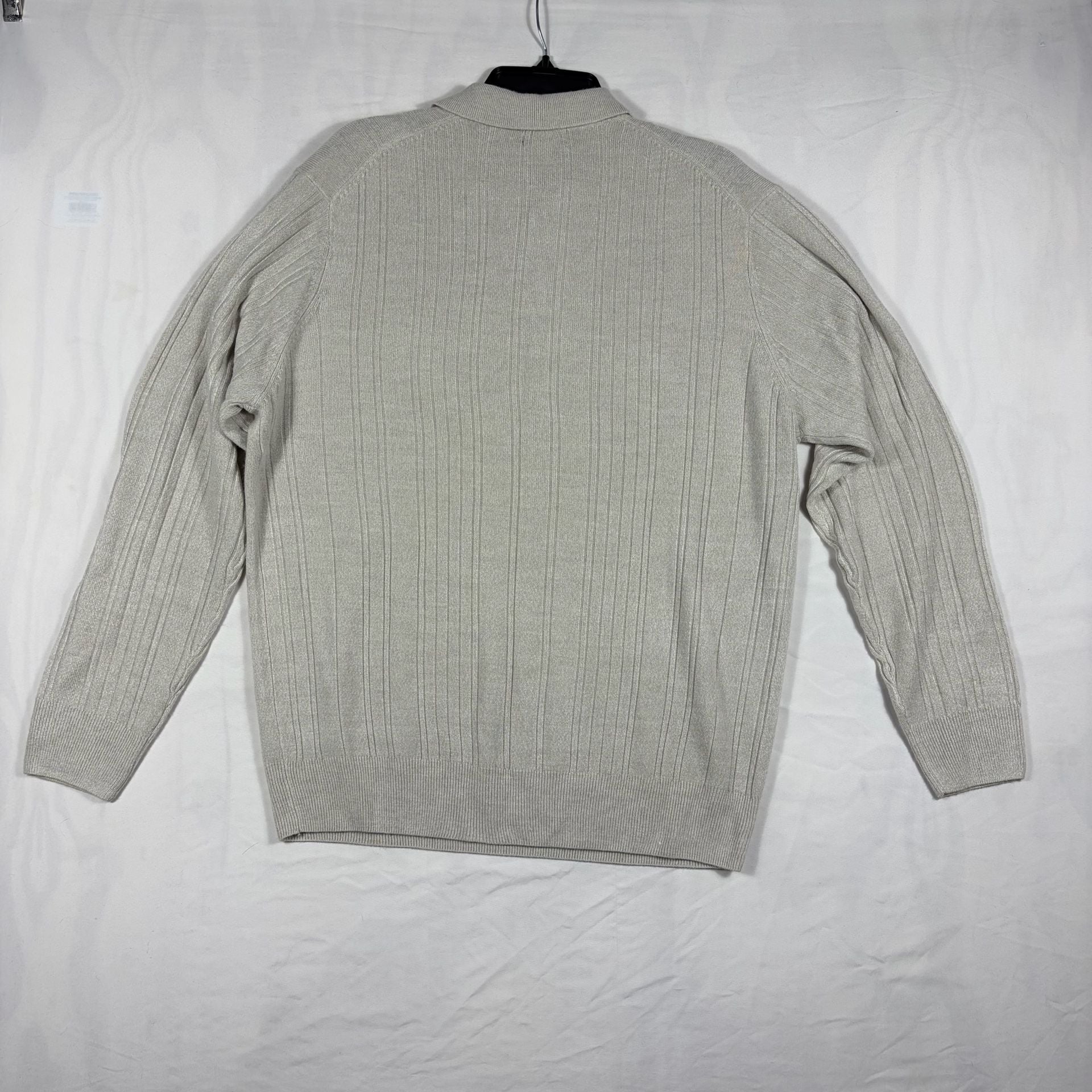 Dockers Sweater Polo Size XL/XG Beige Long Sleeve Ribbed Knit 6