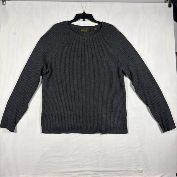 Timberland Ribbed Crewneck Sweater Size XL Gray 100% Cotton