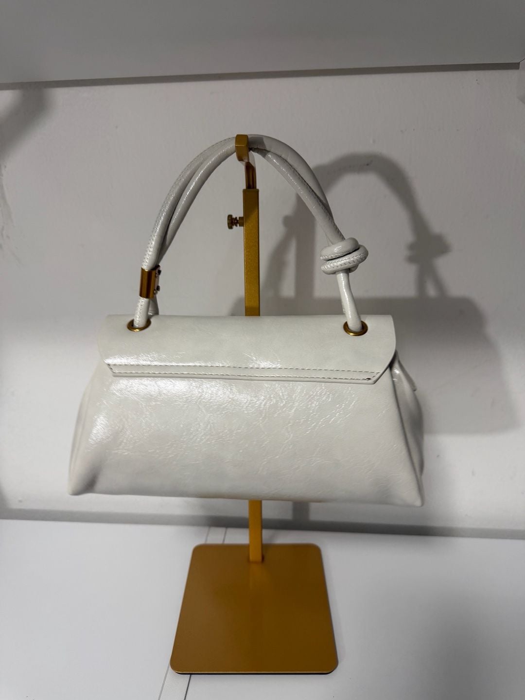 Unbranded PU Fabric Handbag White Flap Square Twist Lock 3