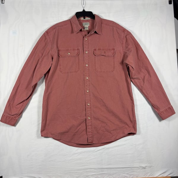 L.L.Bean Button-Down Shirt Size L-Tall Red Traditional Fit