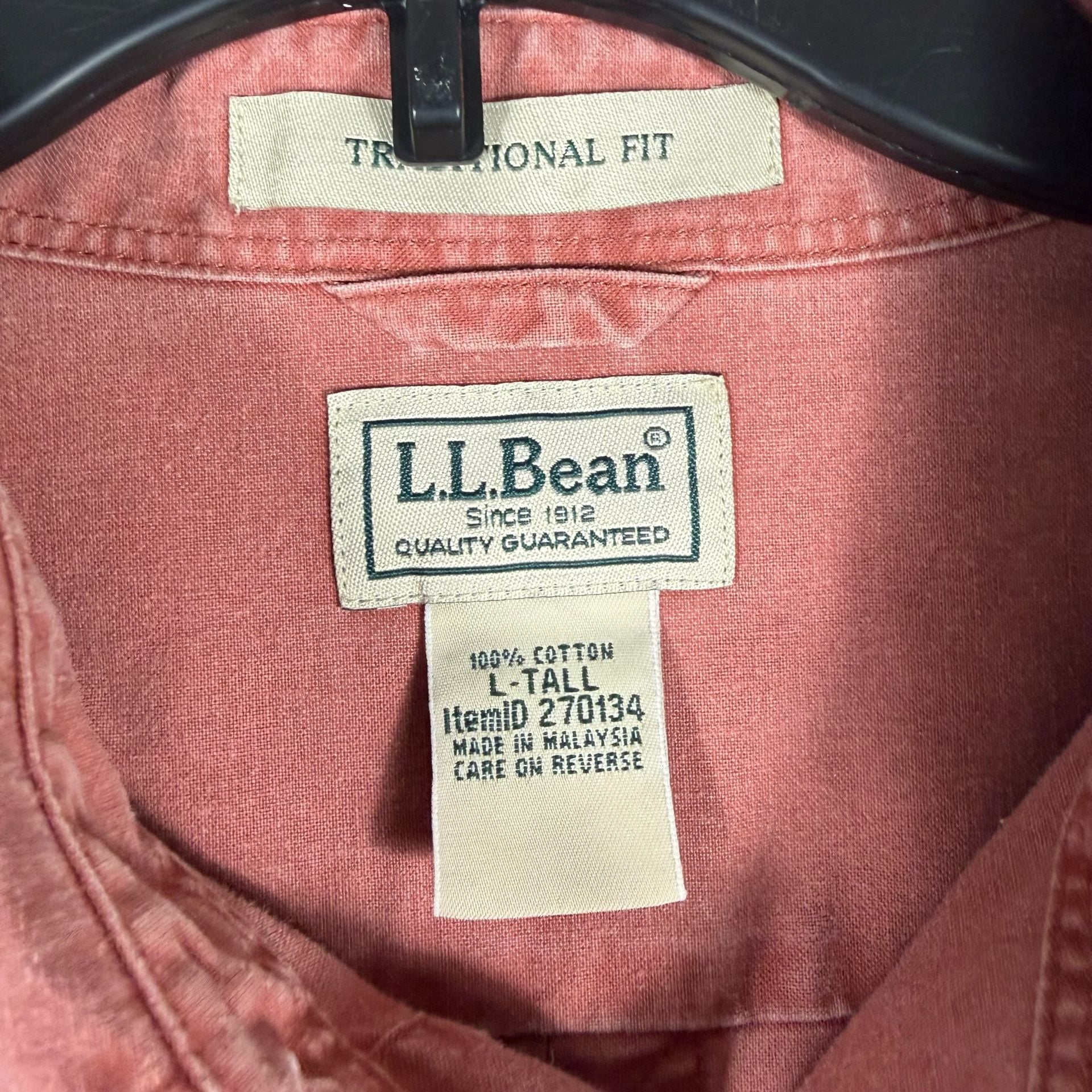 L.L.Bean Button-Down Shirt Size L-Tall Red Traditional Fit 5