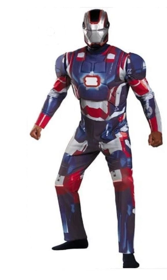 Marvel Iron Patriot Costume Mask Muscle Jumpsuit Adult XL 1