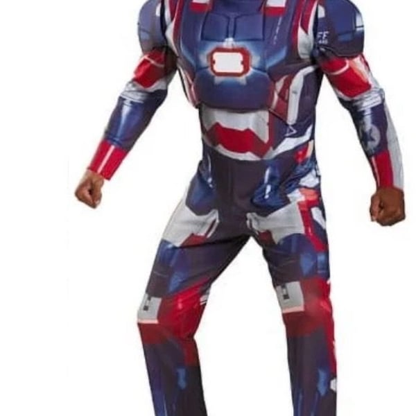 Marvel Iron Patriot Costume Mask Muscle Jumpsuit Adult XL