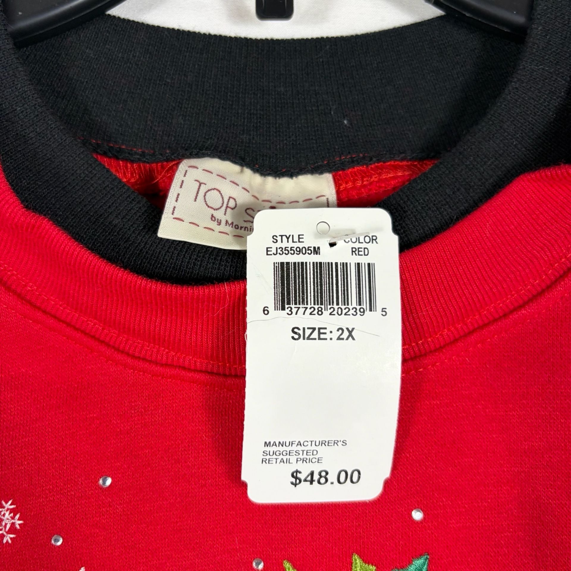 Top Stitch By Morning Sun Christmas Cat Sweatshirt Size 2X Red 3