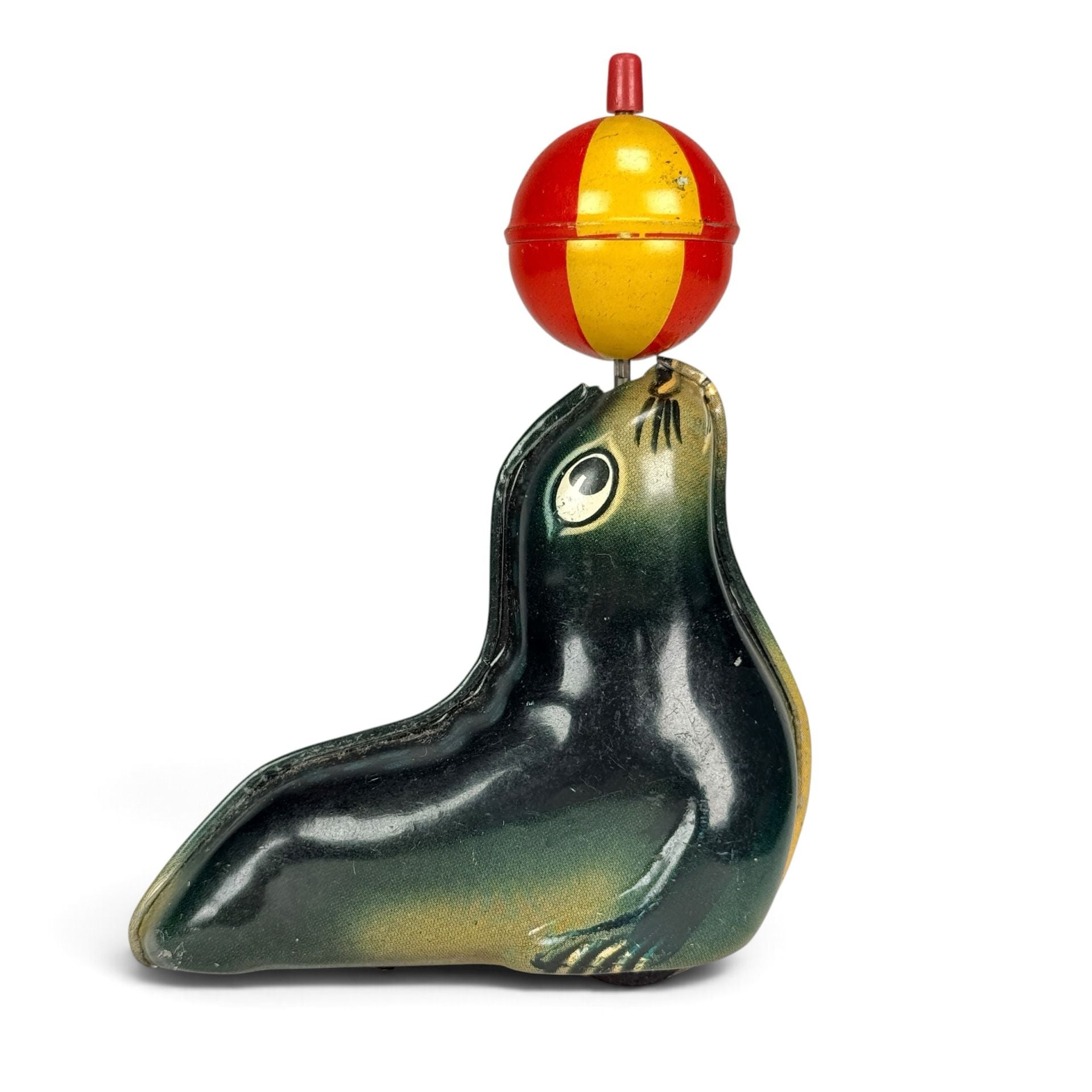 Vintage Lehmann AHA 910 Wind Up Seal Balancing Ball Tin Toy W. Germany Works 2