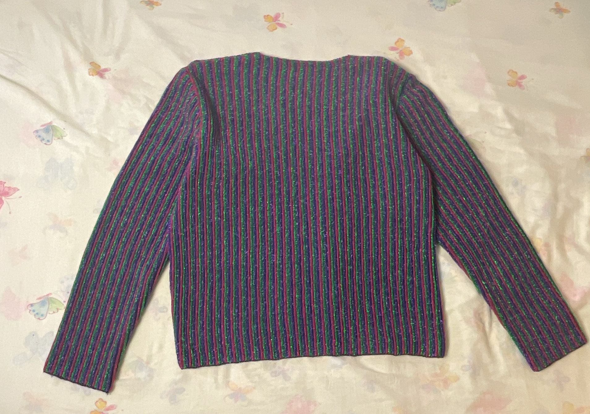 Vintage Metallic Striped Open Cardigan 6