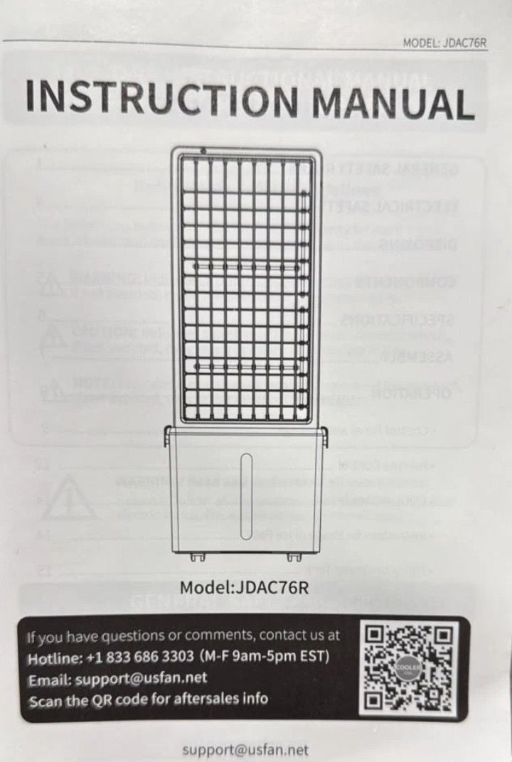 USFAN JDAC76R Evaporative Air Cooler 3.2 Gallon White 7