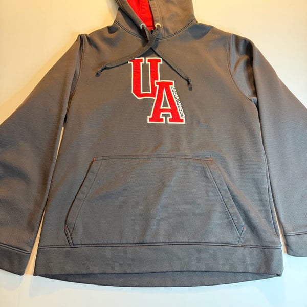 Under Armour Hoodie Size MD Gray Red UA Logo Pullover