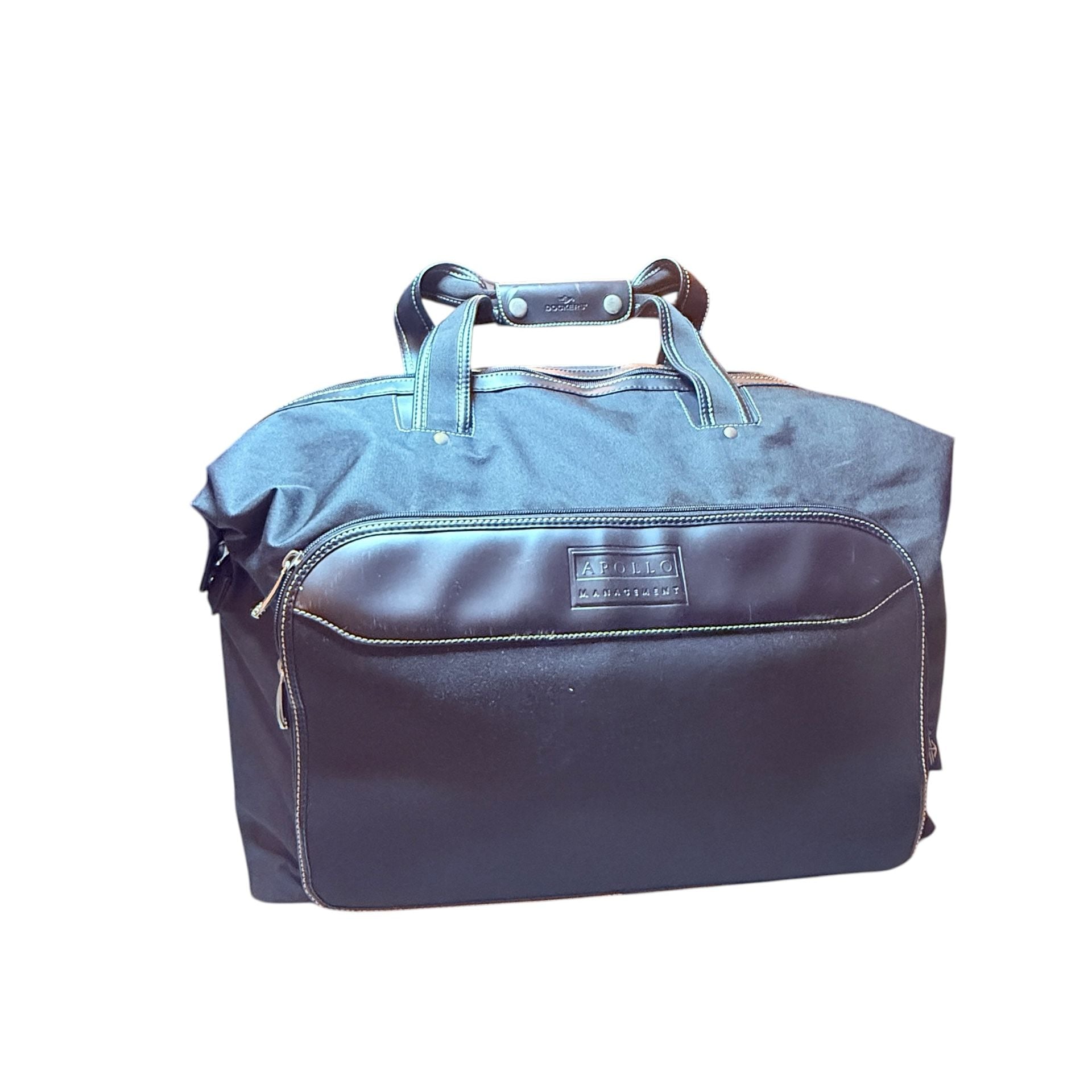 Dockers Black Canvas Black Leather Trim Weekender Duffle Bag 10