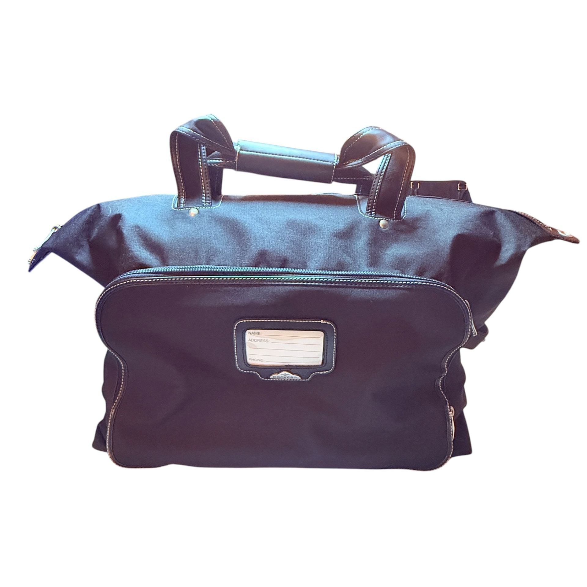 Dockers Black Canvas Black Leather Trim Weekender Duffle Bag 12