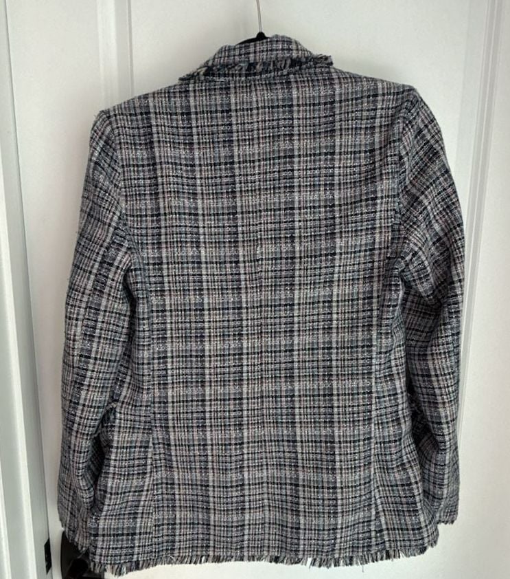 Laundry by Shelli Segal Tweed Blazer Size S/P/CH Fringe Trim 7