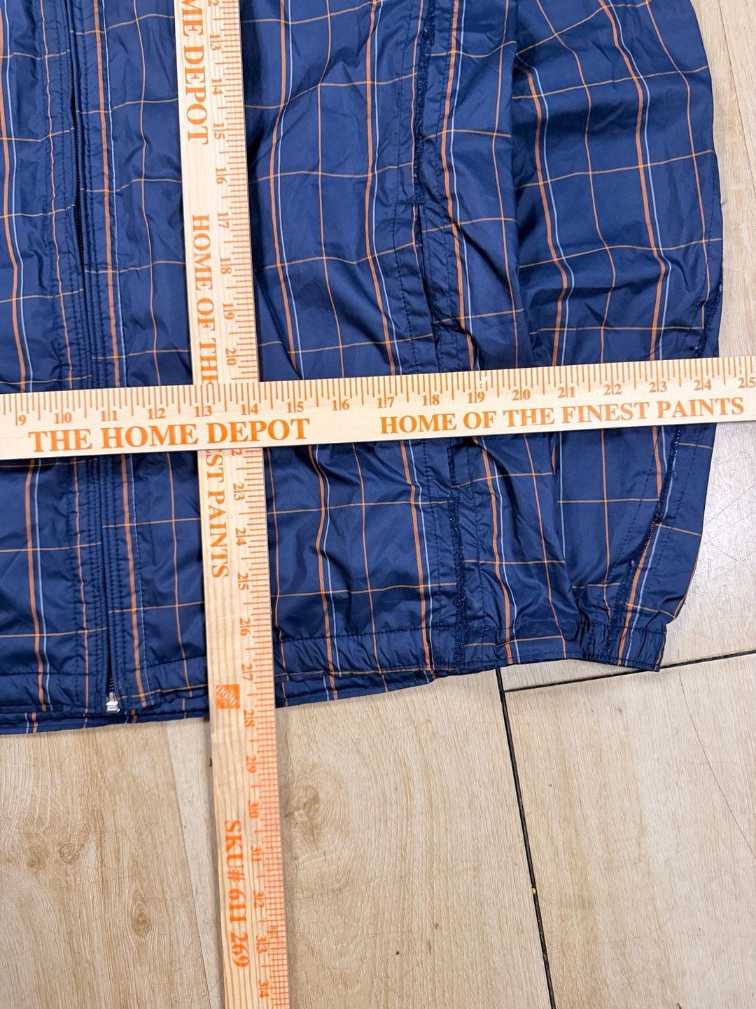 Nike Windbreaker Jacket M Blue Orange Plaid Checkered Full Zip 5