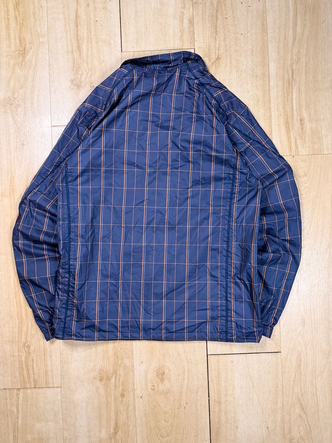 Nike Windbreaker Jacket M Blue Orange Plaid Checkered Full Zip 6