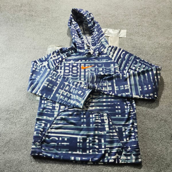 Nike Dri-Fit Hoodie Size XL Blue All Over Print Pullover Youth 