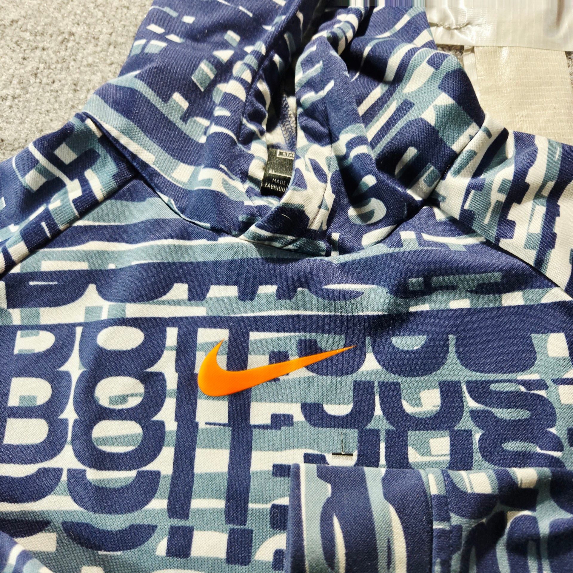 Nike Dri-Fit Hoodie Size XL Blue All Over Print Pullover Youth 4