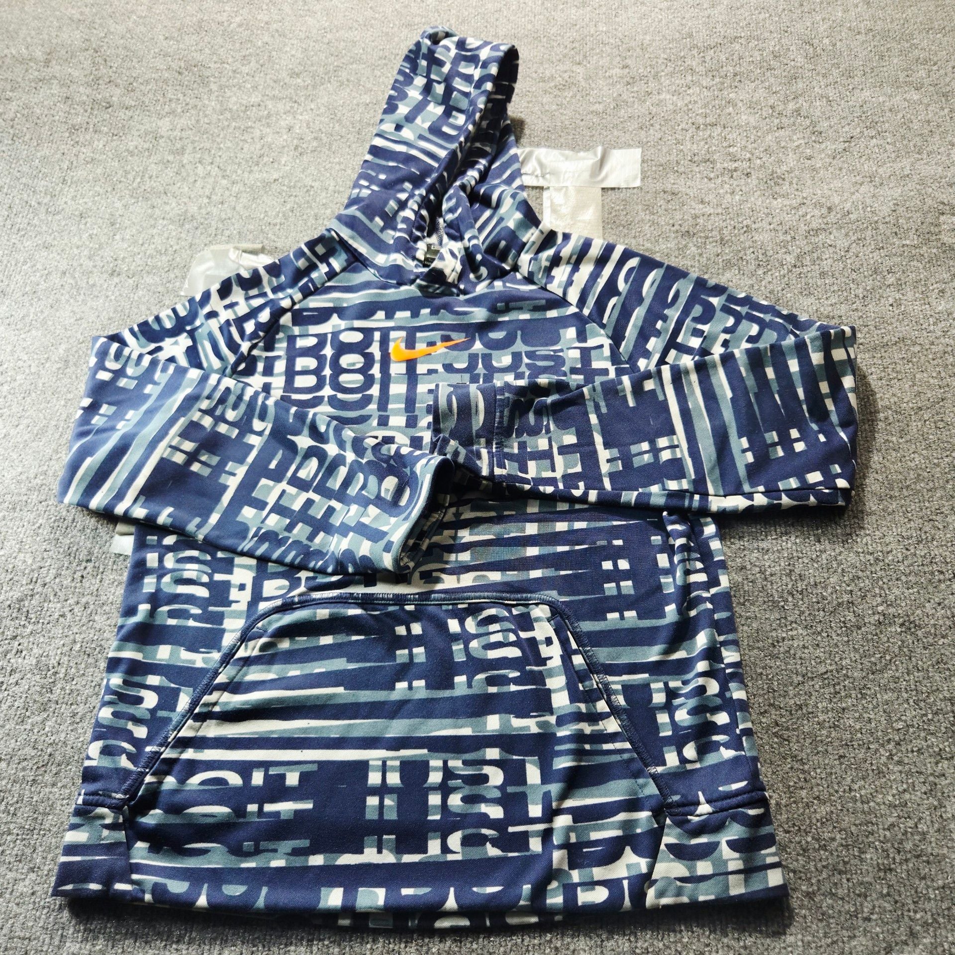 Nike Dri-Fit Hoodie Size XL Blue All Over Print Pullover Youth 5