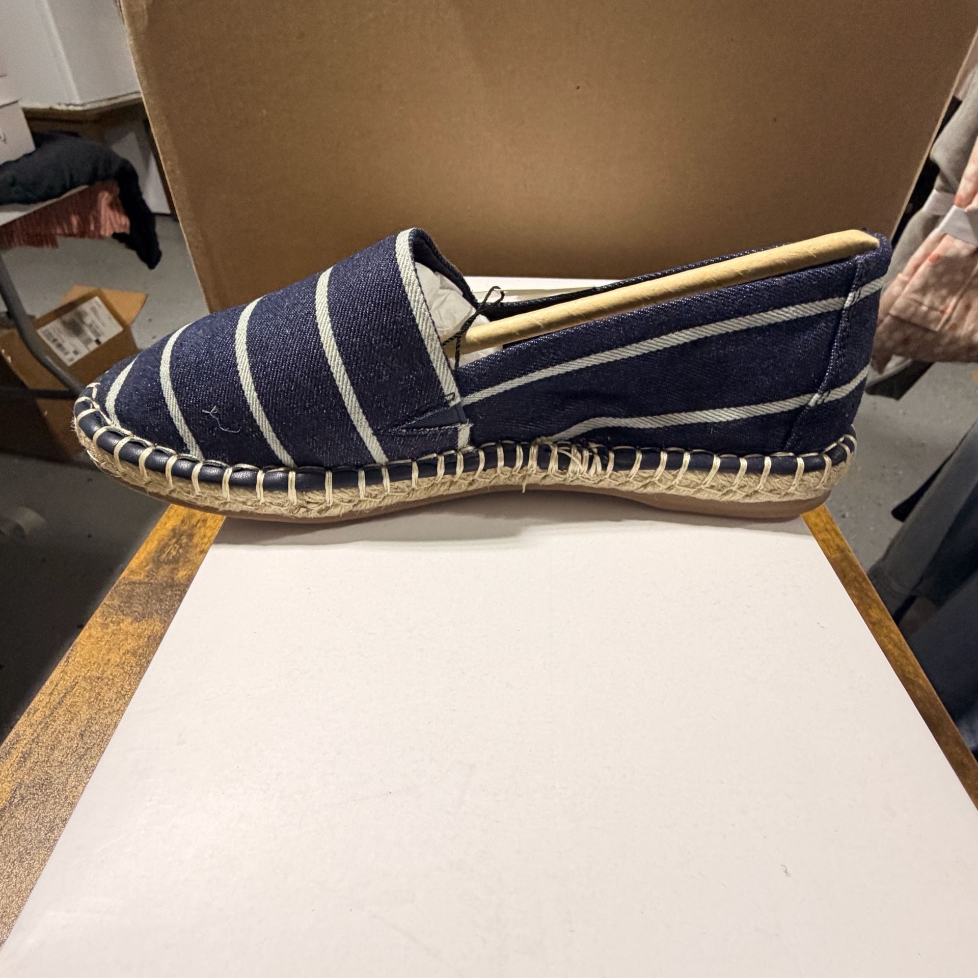 The Drop Lila Flat Espadrille Stripe Denim Size 5.5 2