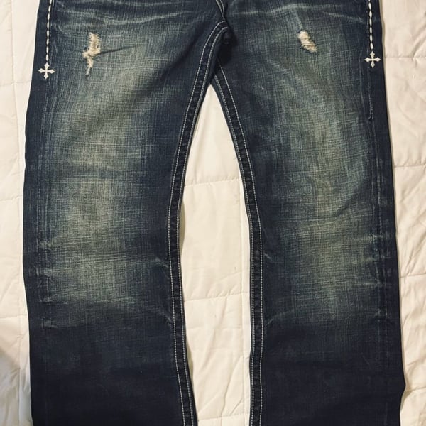 Affliction Blake Jeans Size 32 Distressed Denim Dark Wash