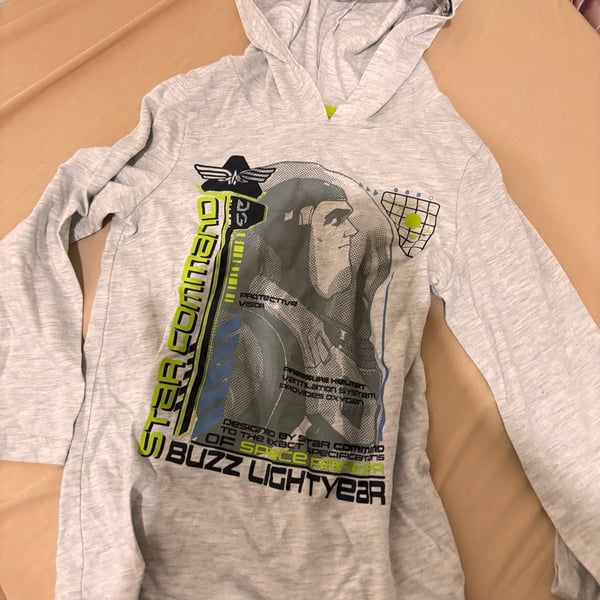 Kid’s Disney Pixar Buzz Lightyear Hoodie Size 6 Grey Long Sleeveid