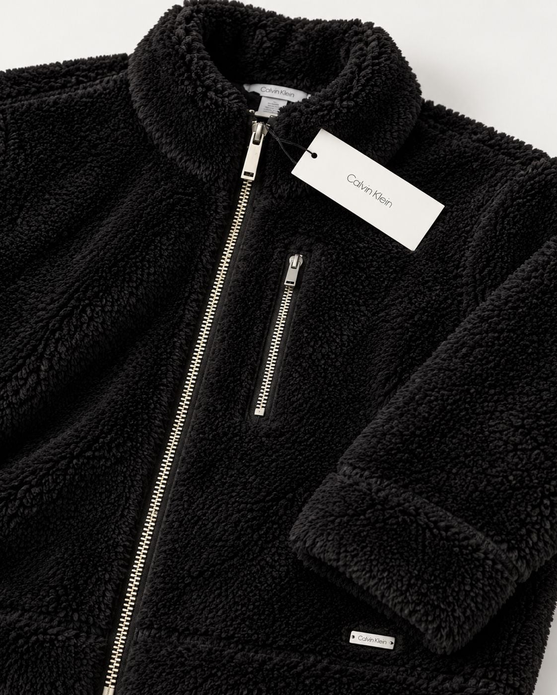 Calvin Klein NWT Women’s M Black Sherpa Teddy Fleece Zip Jacket M8XET887 7