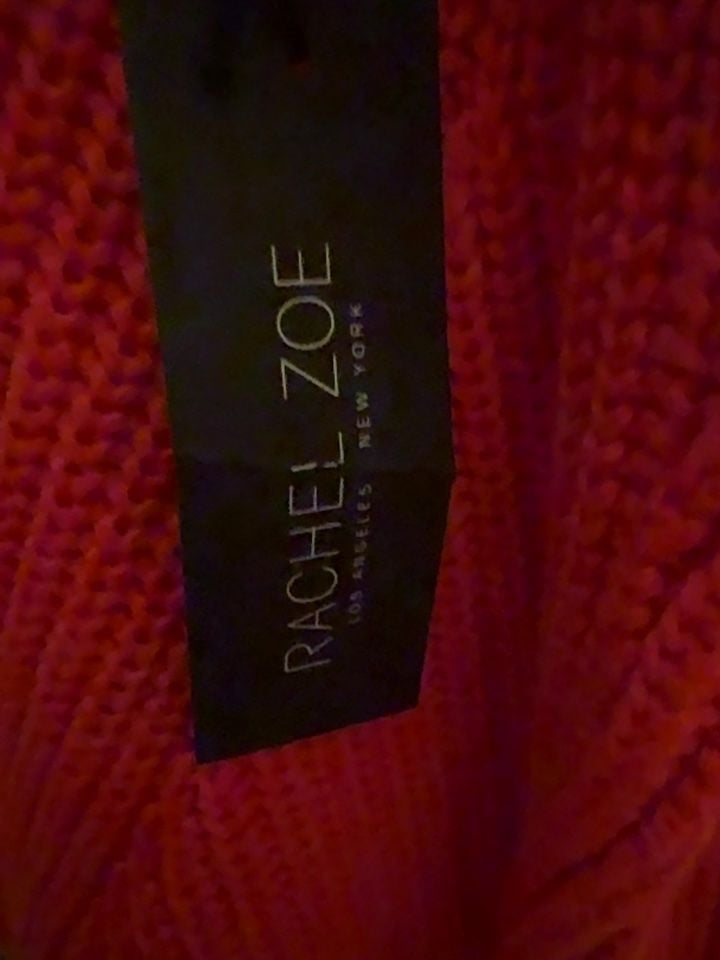 Rachel Zoe NWT Red Orange Chevron Shaker Knit Crewneck Sweater S 7