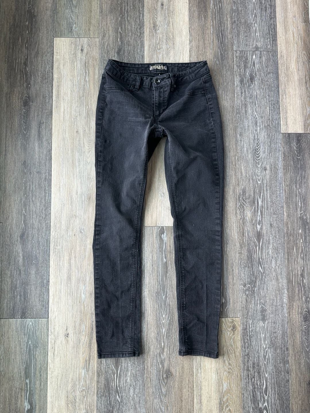 Y2K D.jeans Black Low Rise Skinny Denim Jeans Waist 28" 3