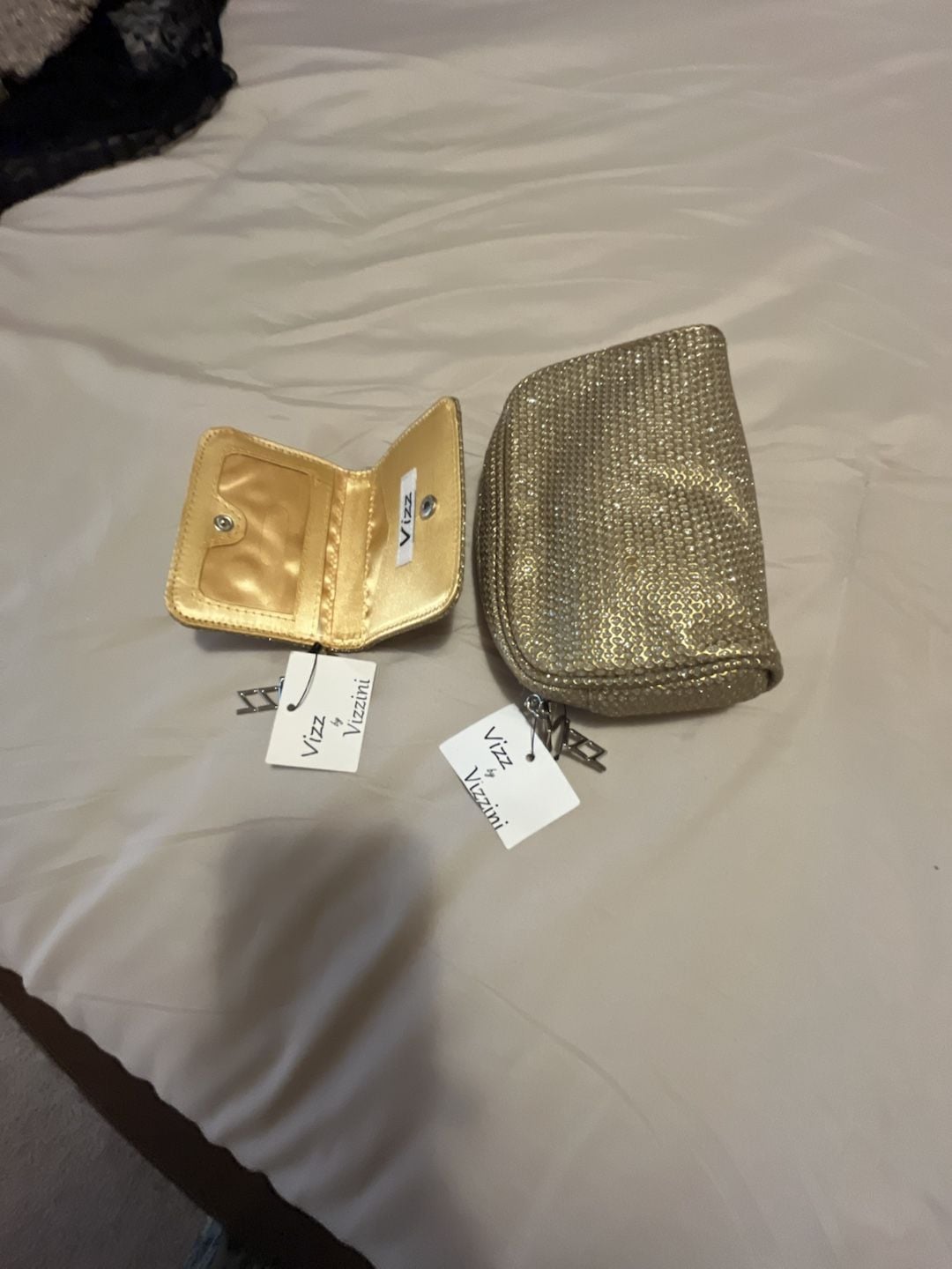 Vizz by Vizzini Gold Rhinestone Purse And Wallet Set 1