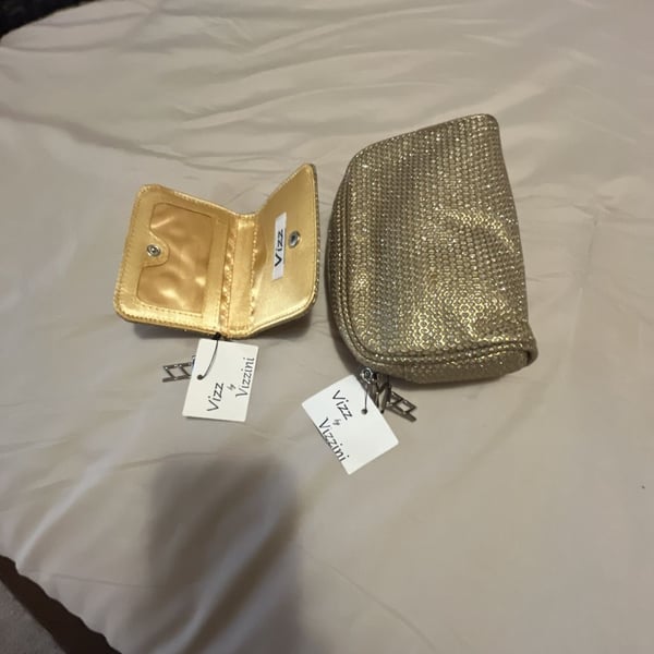 Vizz by Vizzini Gold Rhinestone Purse And Wallet Set
