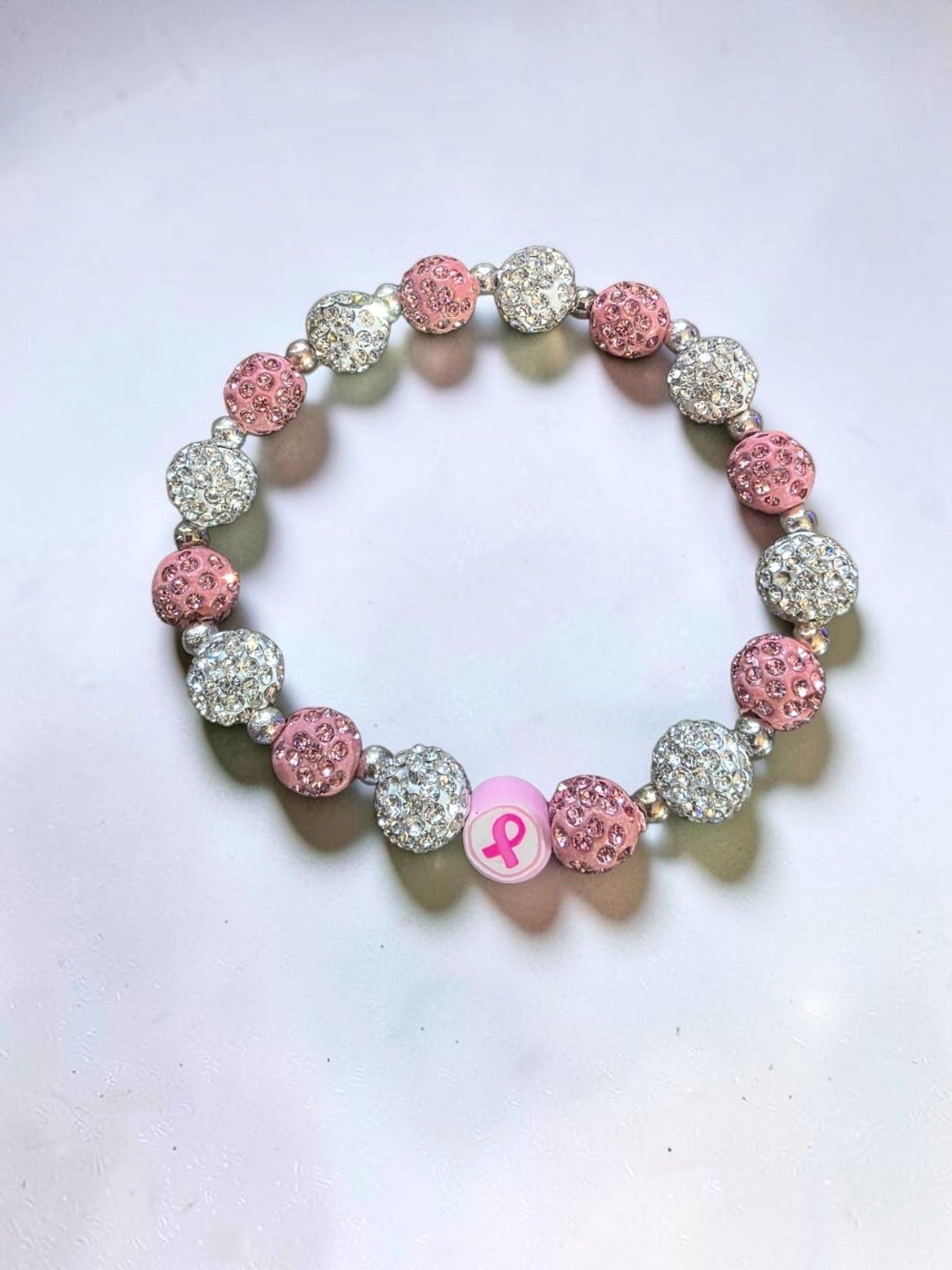 Breast Cancer Awareness Bling Crystal Rhinestone Pink Ribbon Bracelet 4