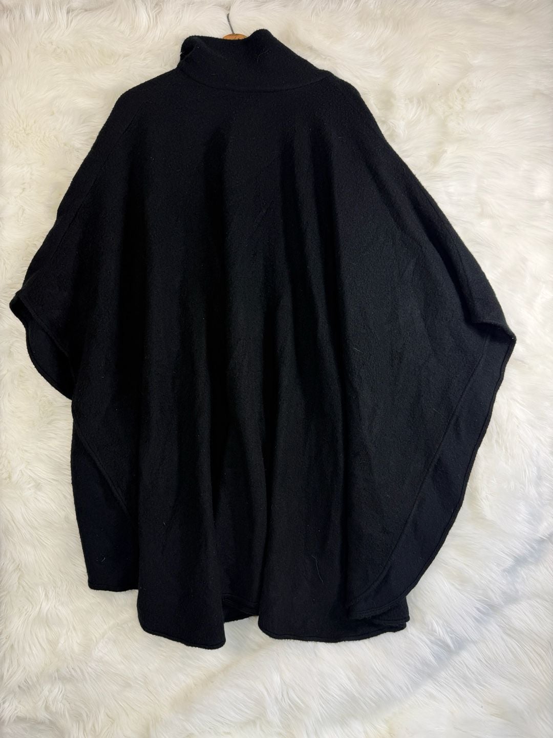 Vintage Sweet Herb Kathleen Black Wool Poncho Cape With Scarf 7