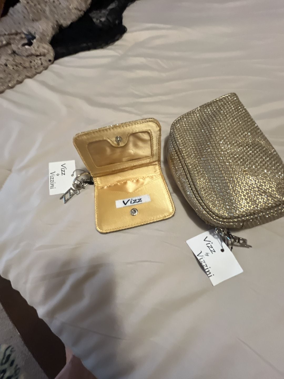 Vizz by Vizzini Gold Rhinestone Purse And Wallet Set 2