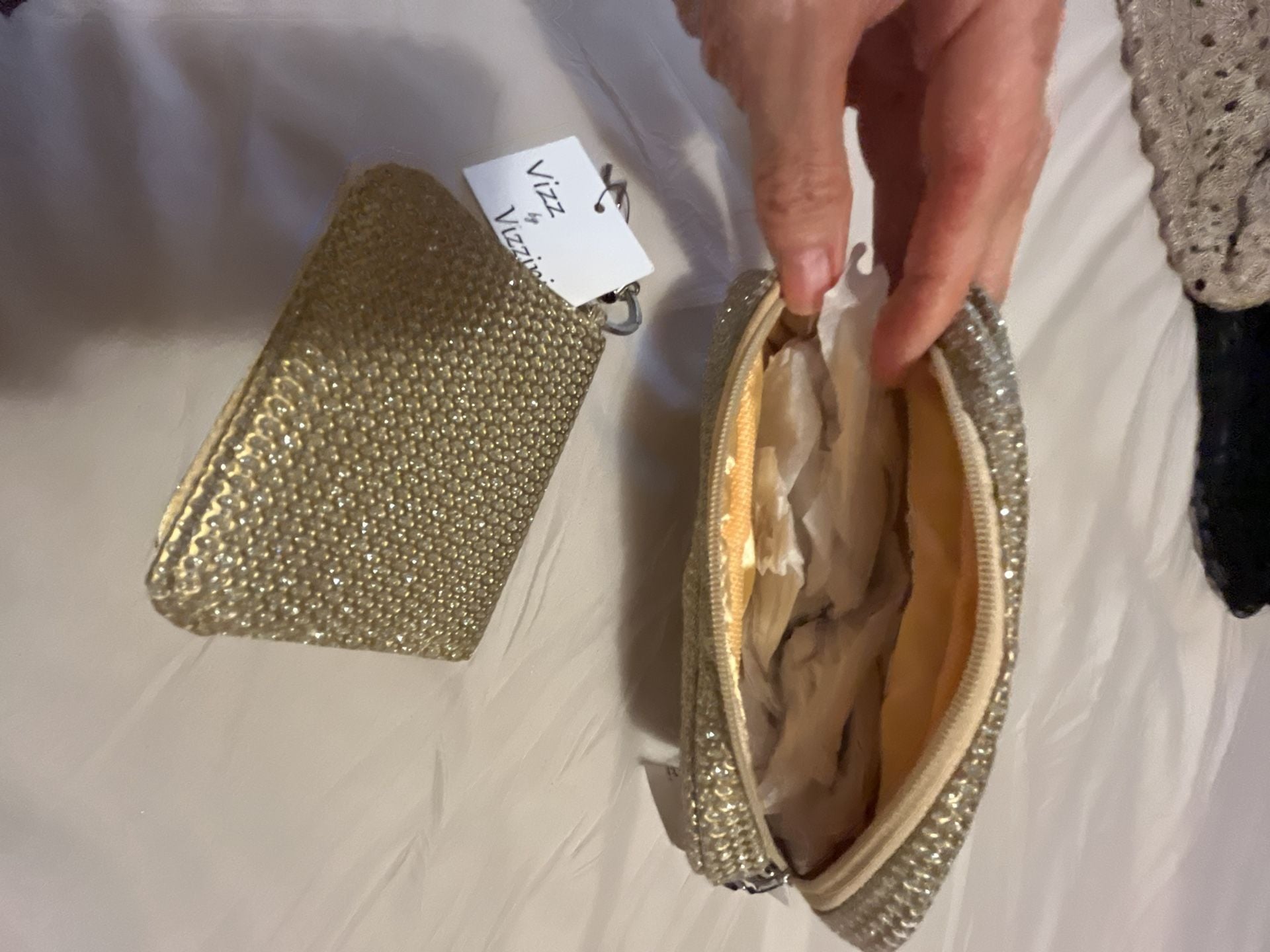 Vizz by Vizzini Gold Rhinestone Purse And Wallet Set 3