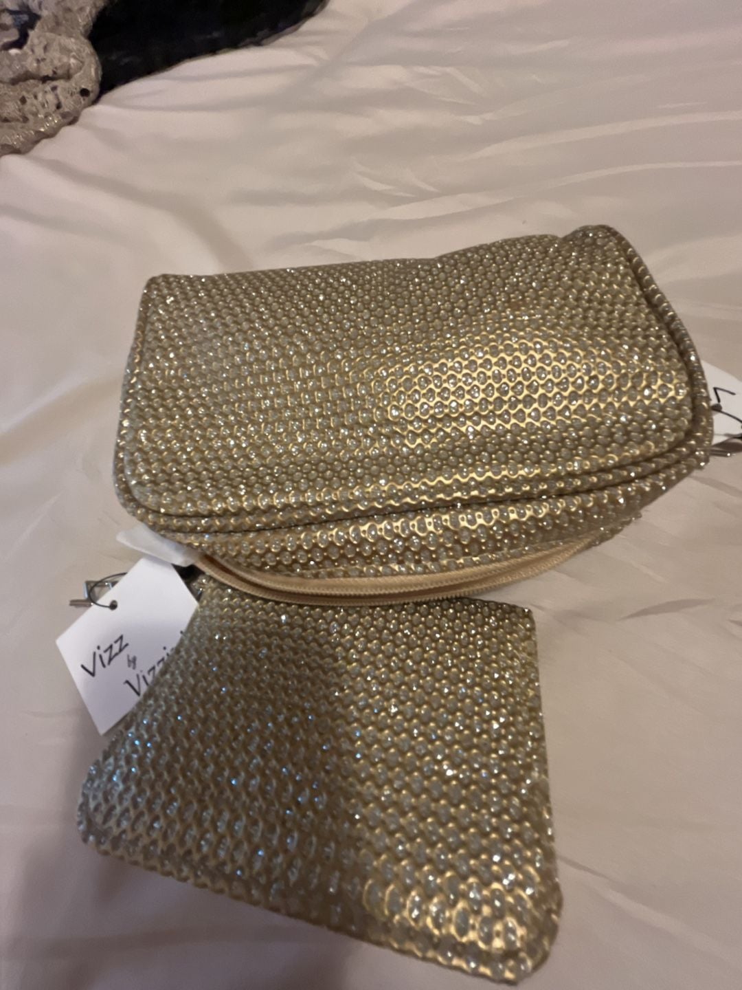 Vizz by Vizzini Gold Rhinestone Purse And Wallet Set 4
