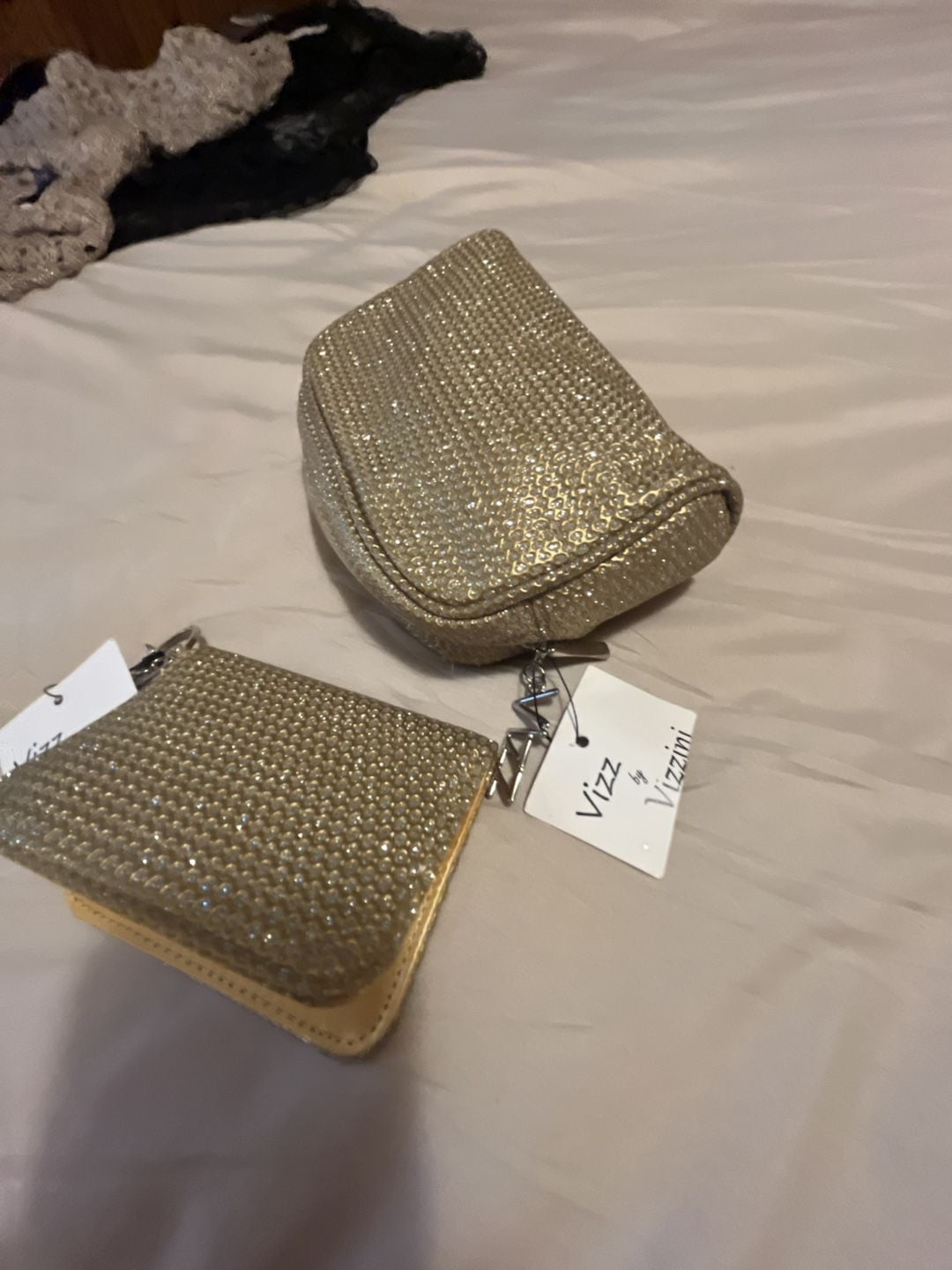 Vizz by Vizzini Gold Rhinestone Purse And Wallet Set 6