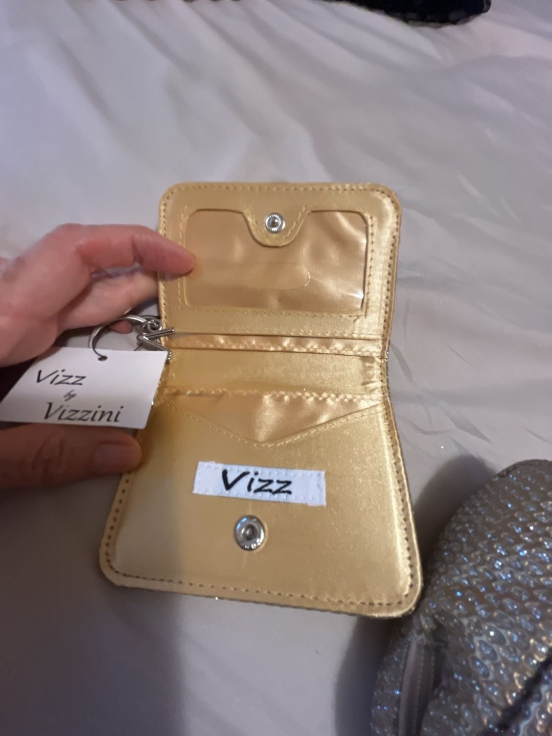 Vizz by Vizzini Gold Rhinestone Purse And Wallet Set 8