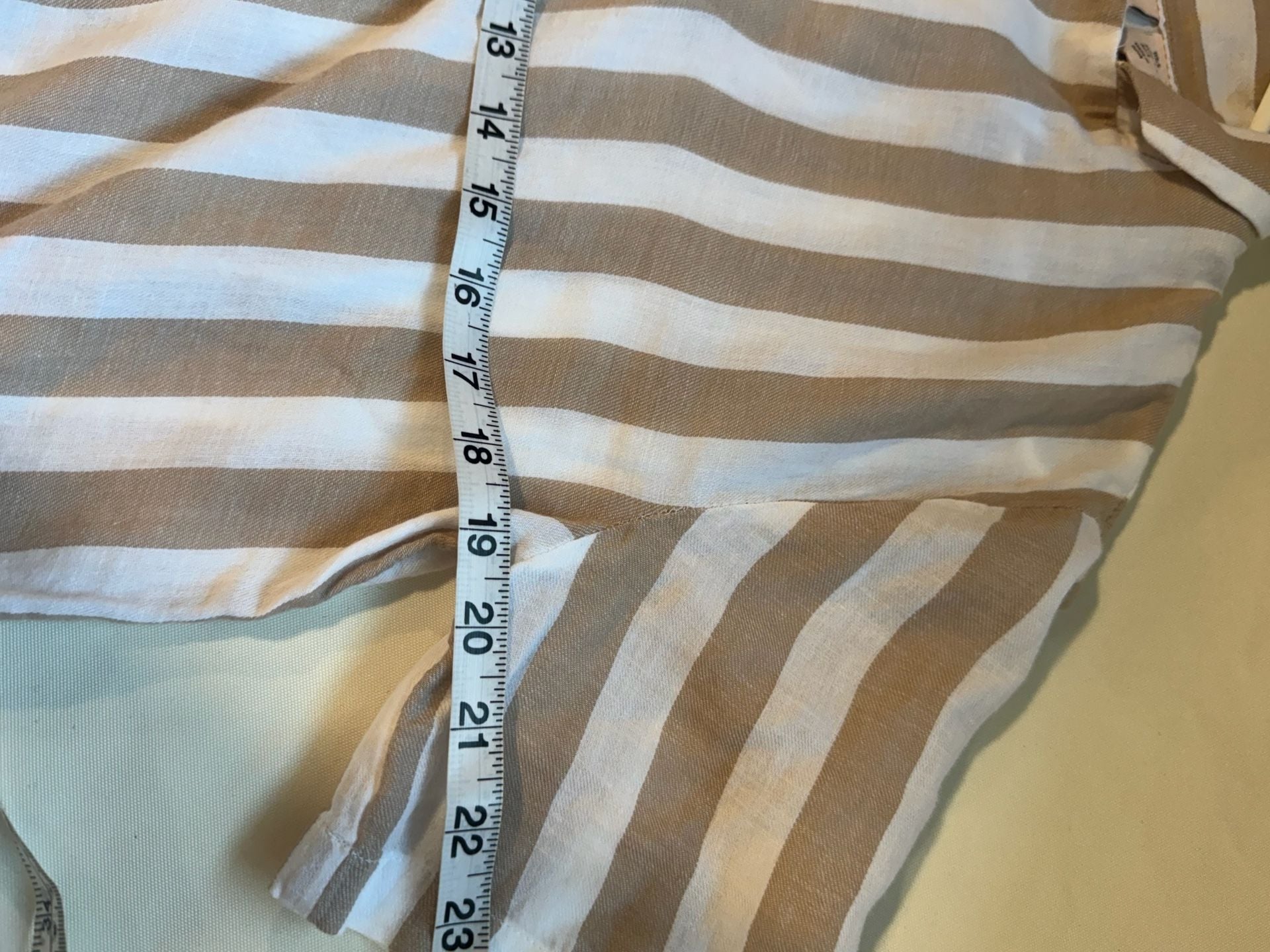 Striped Pajama Set Button Front Lounge Pants Beige White Size S 4