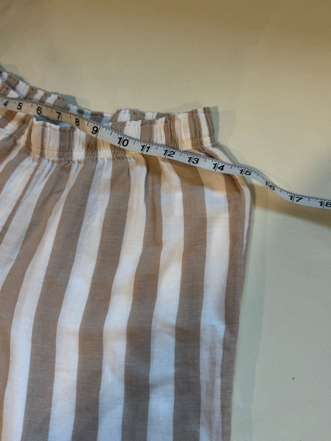 Striped Pajama Set Button Front Lounge Pants Beige White Size S 8