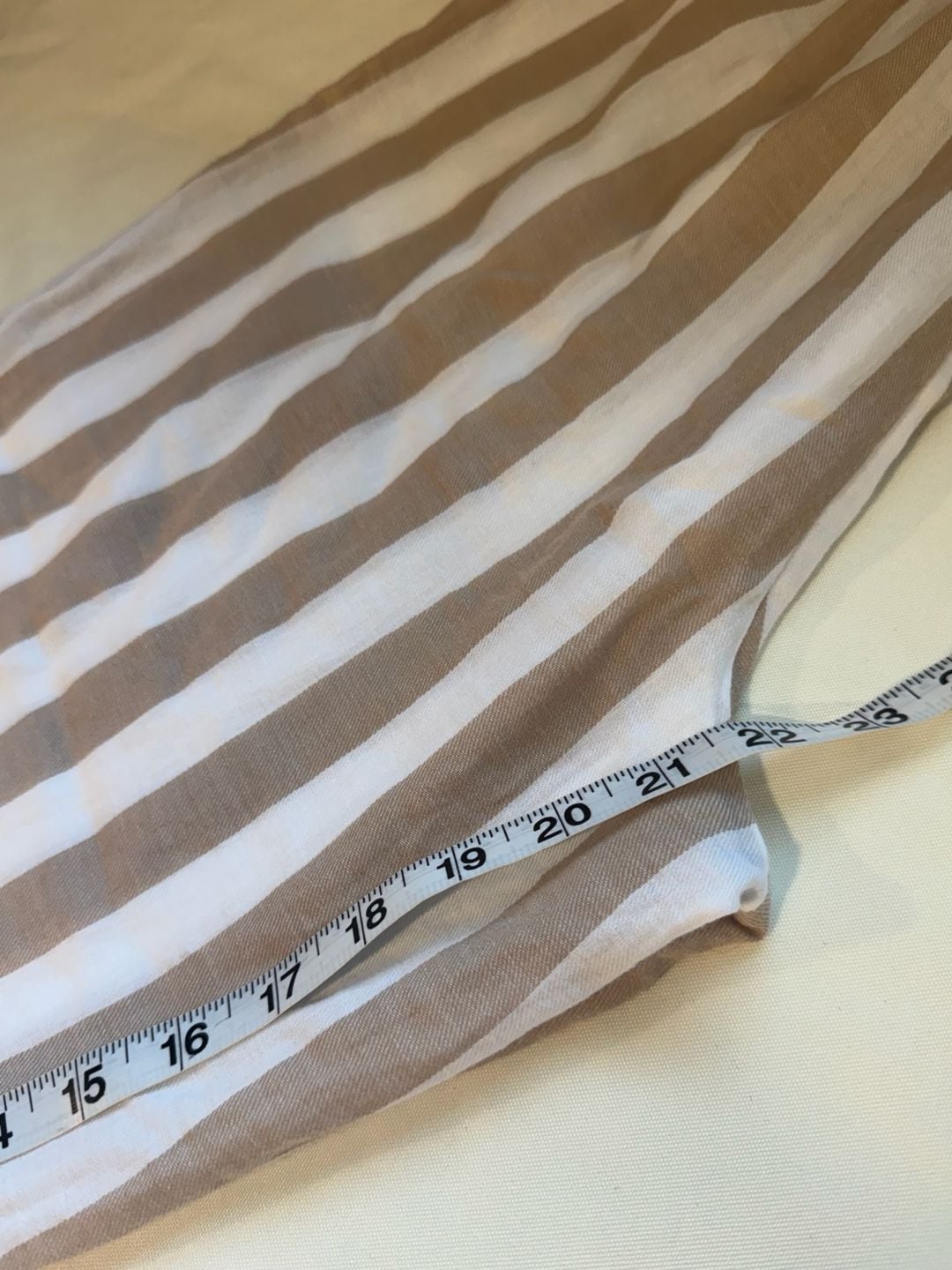 Striped Pajama Set Button Front Lounge Pants Beige White Size S 9