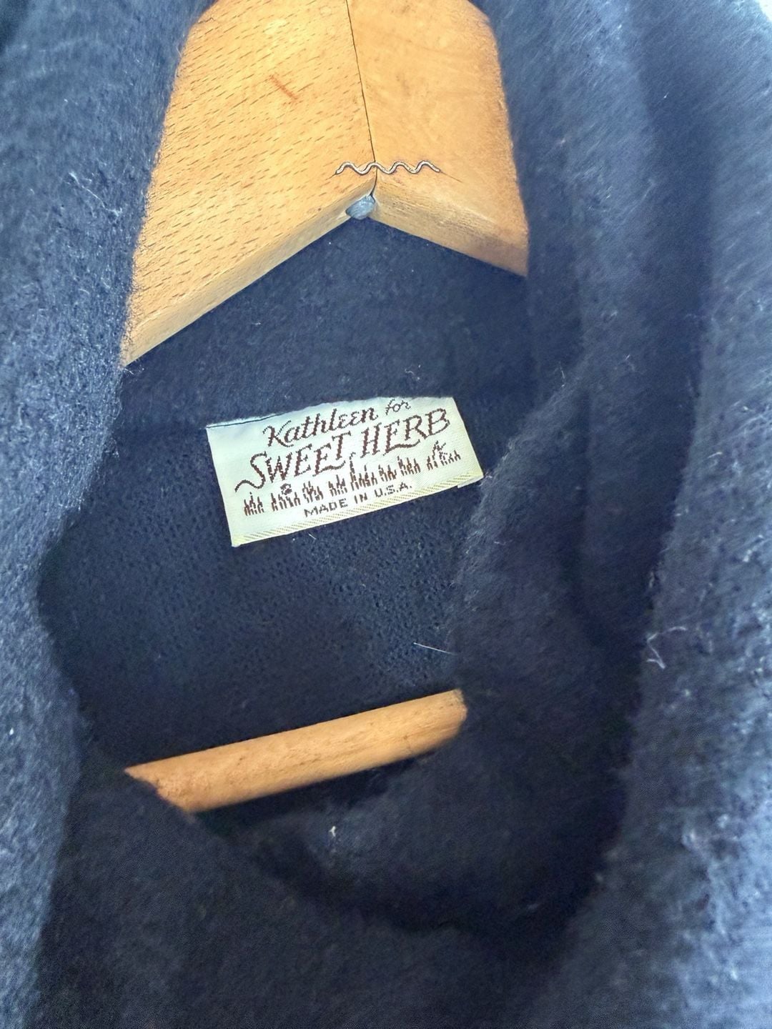 Vintage Sweet Herb Kathleen Black Wool Poncho Cape With Scarf 5