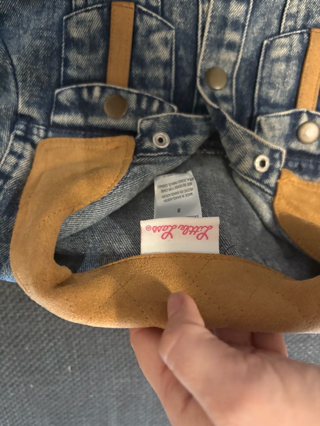 Little Lass Denim Jacket Size 5 Acid Wash Floral Embroidered 8