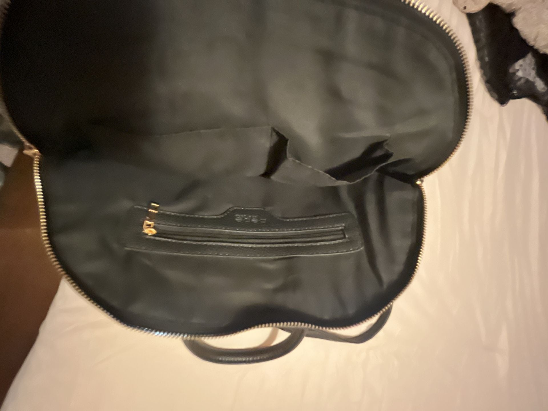 Bebe Black Satchel Handbag With Gold Chain Strap 5