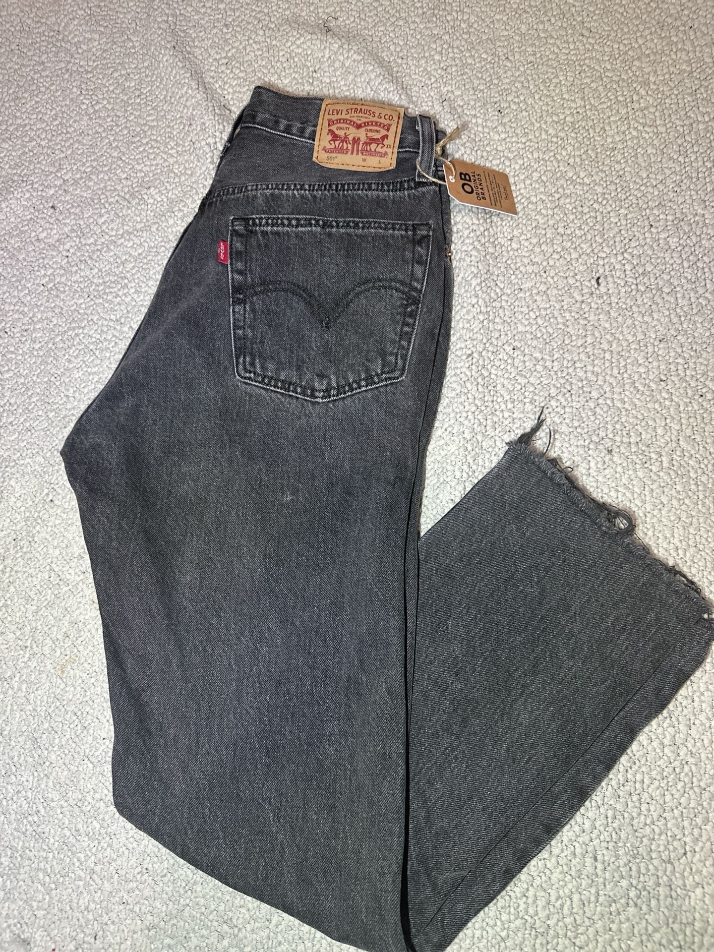 Levi's Ribcage Straight Leg Jeans Black Denim 8