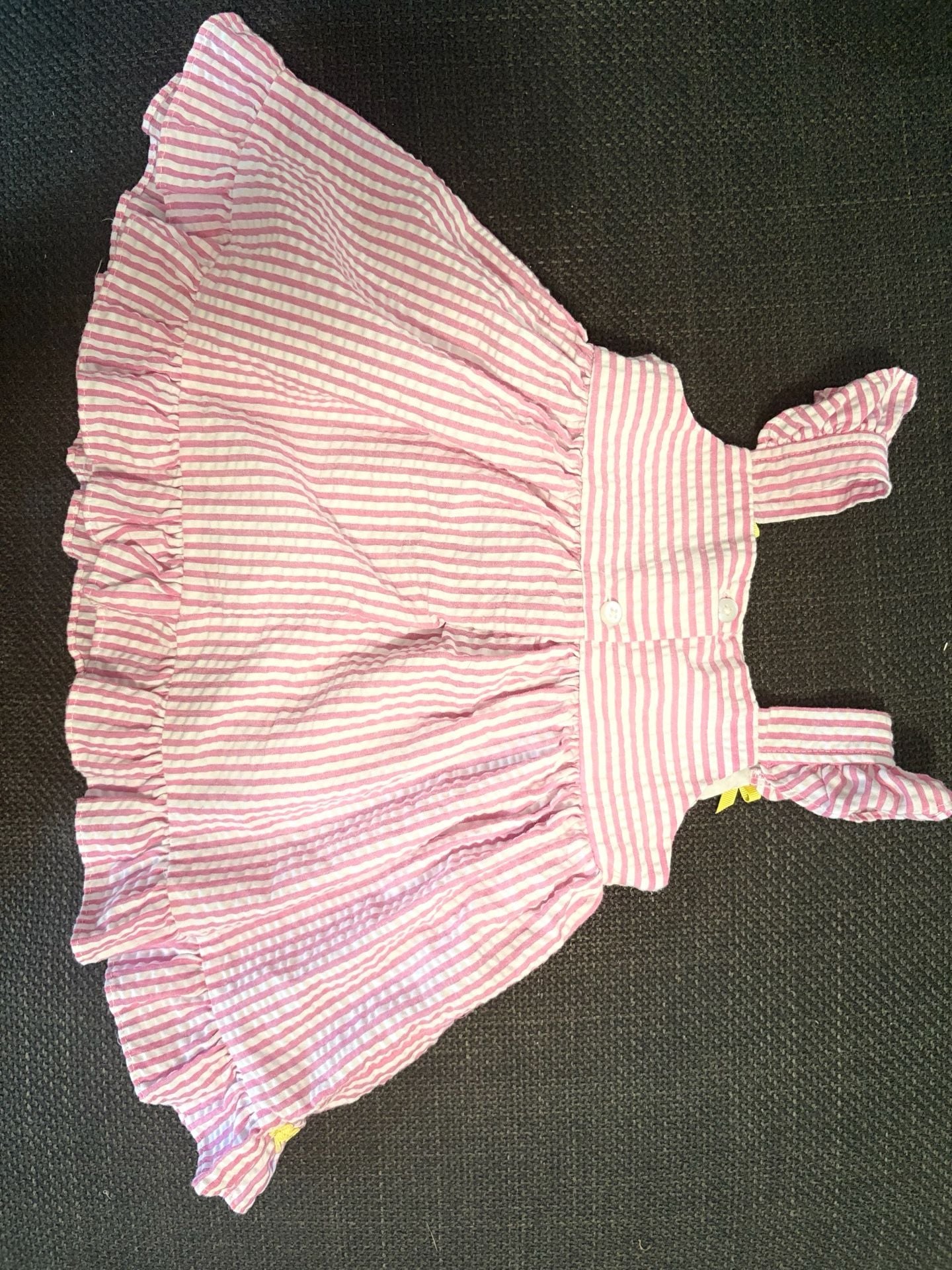Goodlad Seersucker Dress Size 18M Pink Striped Yellow Flower Ruffle 7
