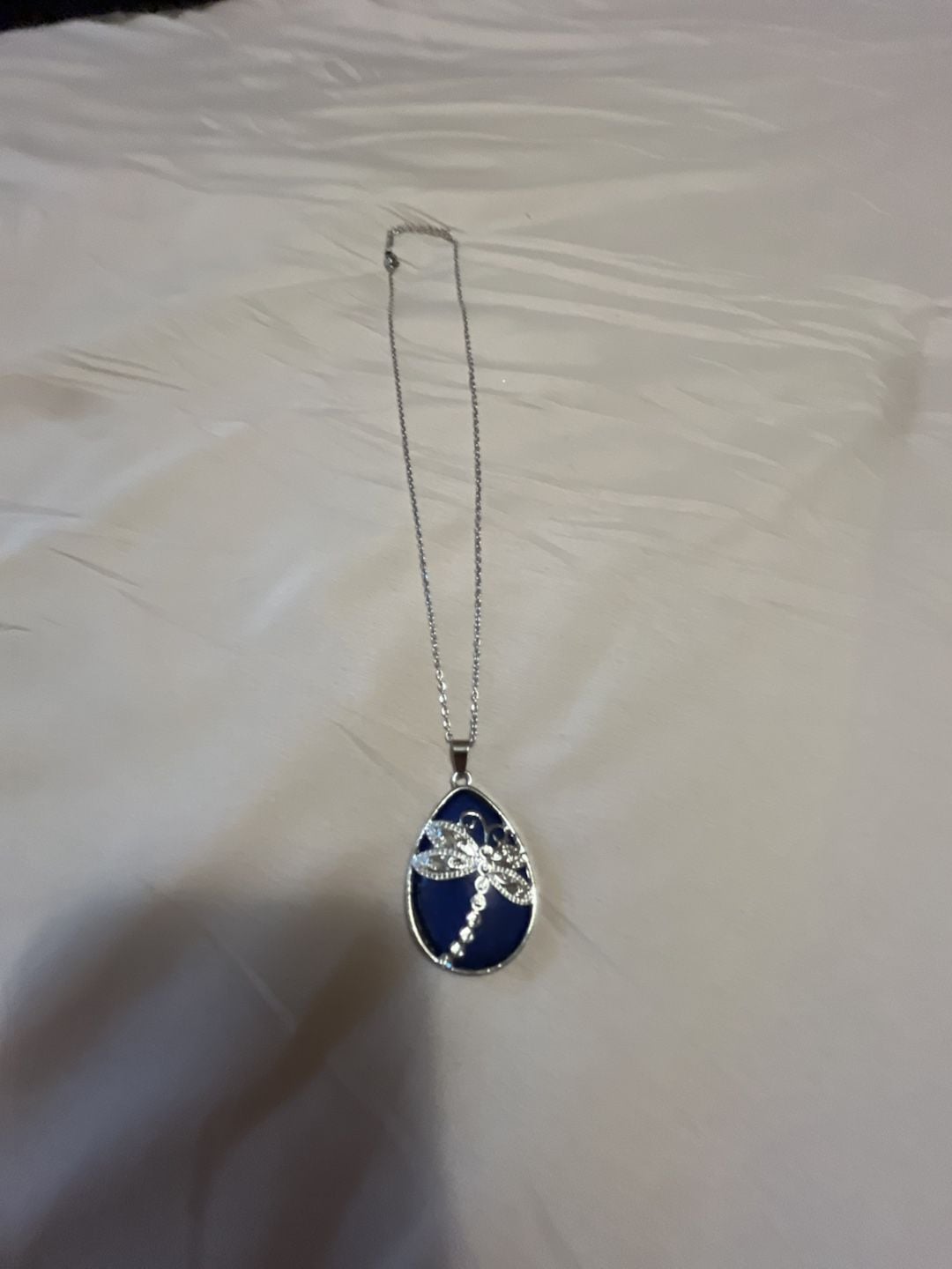 Unbranded Blue Teardrop Dragonfly Pendant Necklace 3