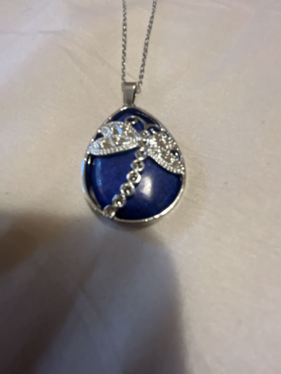 Unbranded Blue Teardrop Dragonfly Pendant Necklace 2